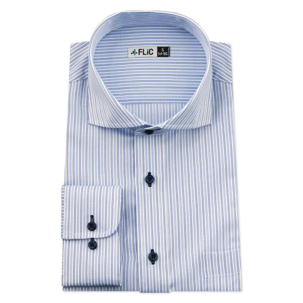 ワイシャツ メンズ ホリゾンタル ワイド 長袖 形態安定 シャツ ビジネス ノーマル スリム yシャ...