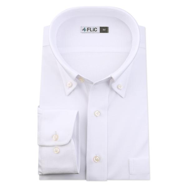 ワイシャツ ノーアイロン 長袖 メンズ ストレッチ ニットシャツ ニットワイシャツ 吸水速乾 ボタン...