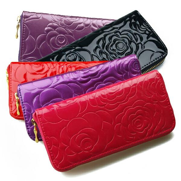 ラウンドファスナー 長財布 ロングウォレット カードケース コインケース ローズ 薔薇 バラ 花柄 ...