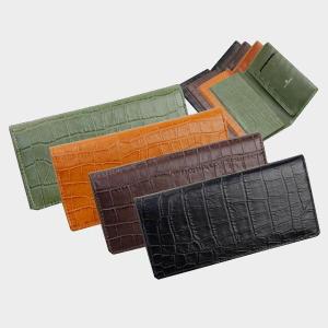 皇居勤労奉仕記念品 クロコダイル 長財布 茶色 つやなし クリック