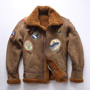 本革バイクジャケット　ラム革フライトジャケットＢ−３　ムートン　革ジャン　ライダースジャケット