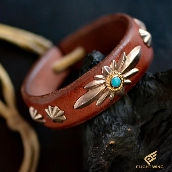 【中古】金縄TQ付きGC24コンチョ革ブレス(サドル) / Goro's ゴローズ