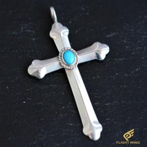 goro's（ゴローズ） 金縄ターコイズホイール付きクロス ペンダント