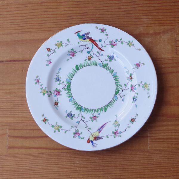 クラウンスタッフォードシャー Crown Staffordshire 孔雀 鳥 花柄 デザートプレー...