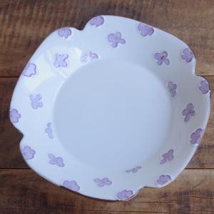 美品】長峰菜穂子 *フラワーリム皿 20cm*食器プレートキッチン茶色