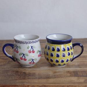 ポーリッシュポタリー ポーランド 食器 マグカップ 赤 花柄 オレンジ