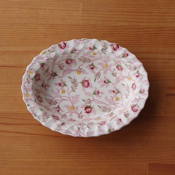 スポード 食器 陶器 ピンク バラ 花柄 オーバルボウル 22cm 楕円 中鉢 深皿 ローズバッドチ...