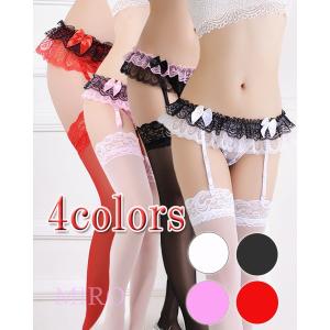 ガーターベルト 単品 レース フリル バイカラー リボン