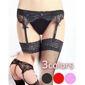 ガーターベルト 単品 ショート丈 薔薇モチーフ レース