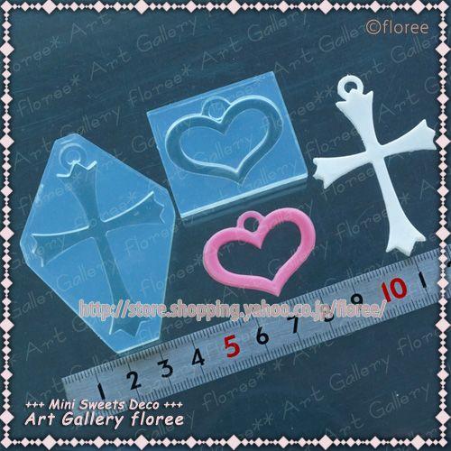 クレイジュエリー型抜き ハート＆クロス（大）(シリコーン型）