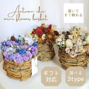3種類から選べる◎秋のドライフラワー ミニかごアレンジ / 3colors Autumn chic mini dryflower basket