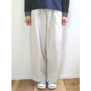 Brocante ブロカント ドミンゴ 33-208X 32-1 ラルジュパンツ アイボリー リネンコットンキャンバス タックパンツ ワイドパンツ large pants MadeinJAPAN 日本製｜flossy