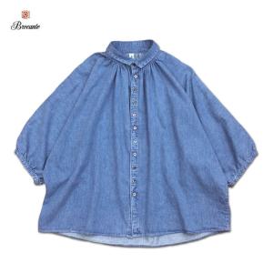 Brocante 36-260L 19-2 グランシャツ ブラック ブロカント ドミンゴ リネンキャンバス 麻 ドルマン ギャザー 5分袖 Made in JAPAN 日本製 Brocante ブロカント グランシャツ ブラック ドミンゴ 36-260L