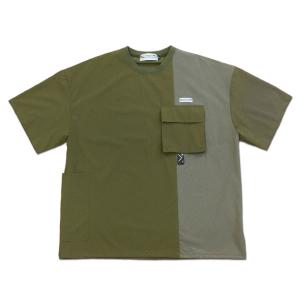 WILDERNESS EXPERIENCE ポケット切替クルーシャツ Pocket switching crew neck カーキ KHAKI ウィルダネスエクスペリエンス シャツ プルオーバー 823513｜flossy