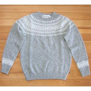 Harley of Scotland ハーレーオブスコットランド フェアアイル柄レギュラーフィットセーター SILVER-WHITE ニット sweater レディース MadeinScotland L3170-7｜flossy