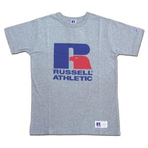 メール便可 RUSSELL ATHLETIC ラッセルアスレティック Bookstore Jersey Print Crew Neck TEE Tシャツ グレー ロゴ プリント カットソー 半袖 RC-1001PT