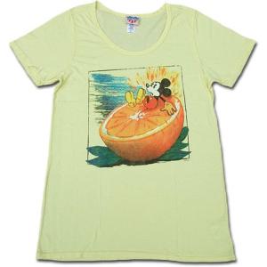 【メール便可】【Lady's】JUNK FOOD×Disney チュニックTシャツ MICKEY MOUSE オレンジ ミッキーマウス  ジャンクフード ディズニー Made in U.S.A.｜flossy