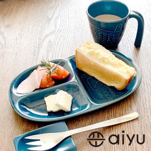 【波佐見焼】aiyu（アイユー）bird  ミディプレート　藍　平皿 セパレート皿 取り皿 陶器 和食器｜flow-lifes-shop