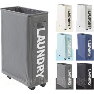二枚目1790円！ランドリーバスケット ランドリーボックス キャスター付き スリム 洗濯物入れ 防水 コーティング ラミーコットン オックスフォード