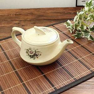 常滑焼 クリーム花ポット※ステンレス製茶漉し付き (和食器 常滑焼 ポット 茶器 アウトレット)