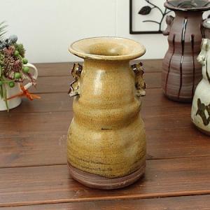 手造り 鶴首花瓶(黄瀬戸貫入入り) (和食器 花器 花瓶 手づくり 多治見