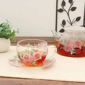 ＲＯＳＥ耐熱カップ＆ソーサー(洋食器 ガラス 耐熱ガラス カップ＆ソーサー カップ 紅茶 可愛い カフェ アウトレット 日本製T)