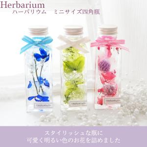 小さいサイズのハーバリウム 四角瓶 全3色(青...の詳細画像1
