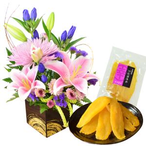 爆買 敬老の日 花 プレゼント 2026 青紫系りんどう 百合 敬老の日 プレゼント 孫 70代 80代 祖母 祖父 敬老の日アレンジメント ふくます干し芋スイーツセット