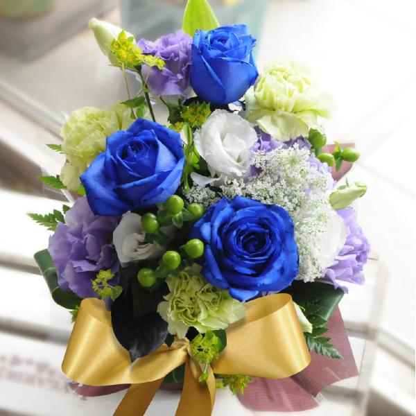 誕生日 プレゼント 花束 花 バラ 青いバラ アレンジメント ブルーローズ 薔薇 ミラクルブルー