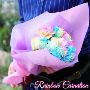 花 ギフト 誕生日 プレゼント 花束 カーネーション レインボー 花 虹色 カラフル 花束 ブーケ ギフト レインボーカーネーション 10本の花束