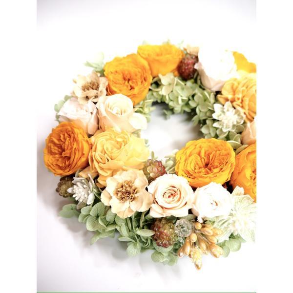 プリザーブドフラワーのリースアレンジメント【ナチュラルオレンジ】
