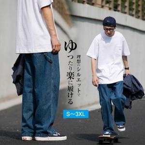 パンツ デニム ジーンズ メンズ オーバーサイズ ルーズ ストレートジーンズ ヴィンテージ ワイドデニムパンツ ストレートパンツ カジュアル ゆったり
