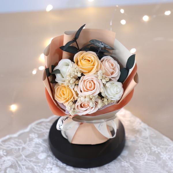 かわいい　オレンジ　花束　贈り物　ソープフラワー　小さい　ギフト　エキシビジョン　B