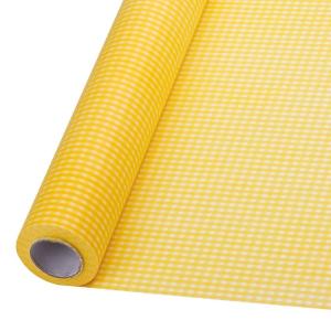 HEIKO フラワーラップ レインボーチェック イエロー 不織布 ラッピングペーパー 65cmx20m 包装紙