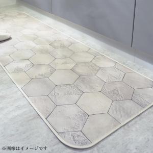 キッチンマット 拭ける ふける 撥水 はっ水 60 240cm 長方形 おしゃれ タイル柄 トレンド