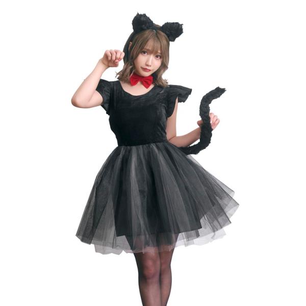 黒猫 ブラックキャット 猫 レディース 女性 女 衣装 仮装 コスプレ コスチューム プティ シャノ...