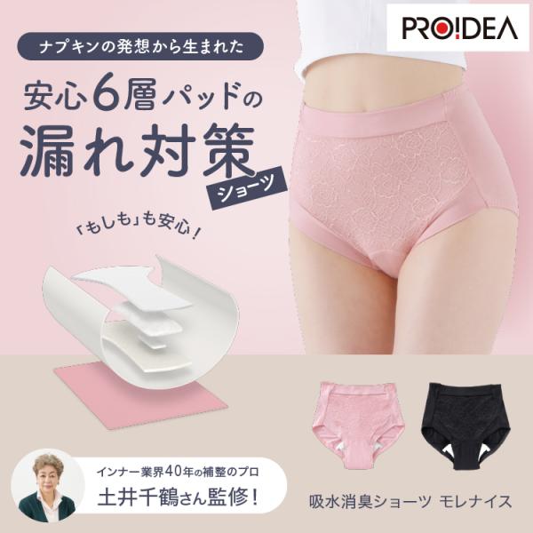 吸水 失禁対策 消臭 深履き 快適フィット モレナイス ショーツ プロイデア PROIDEA シュガ...