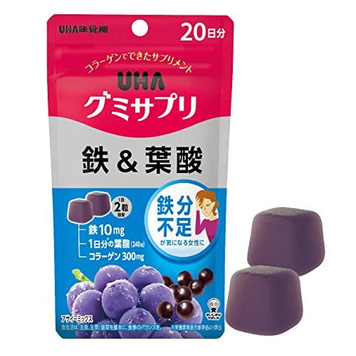 UHAグミサプリ 鉄&amp;葉酸 アサイーミックス味 スタンドパウチ 40粒 20日分