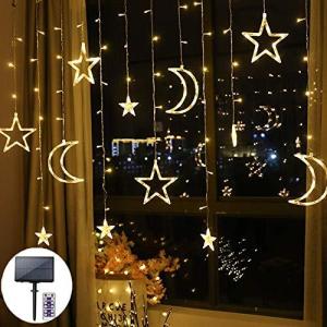 V-Dank LED ソーラー イルミネーションライト 星 月 ストリングライト カーテンライ ト 138電球 3.5m 8種類モード リモ