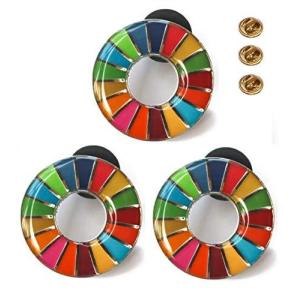 SDGs ピンバッジ 国連 バッチ バッジ エスディージーズ 説明書 (丸み仕上げ）留め具3個付き (3個セット版)