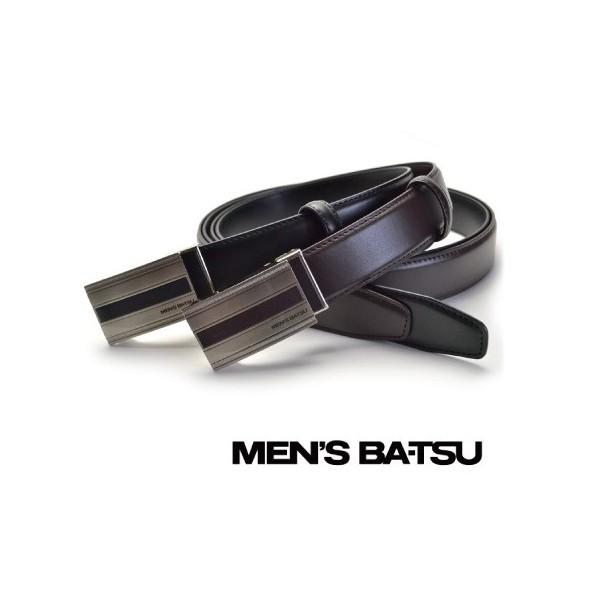 父の日 プレゼント  MEN&apos;S BA-TSU メンズバツ ベルト 5MX0002 ブラック ダーク...