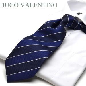 ロングネクタイ HUGO VALENTINO ヒューゴバレンチノ c-lon-106s ネイビー ストライプ ポイント利用