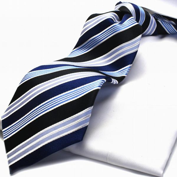 ネクタイ  ストライプ  おしゃれ FLYING BLUE flb-n-1水色 ブラック ブルー シ...
