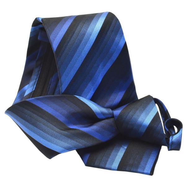 ネクタイ ワンタッチ デザイン柄 らくらく FLYING BLUE 8cm幅 ブルー flb-wa-...