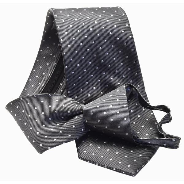 ネクタイ ドット柄 らくらく ワンタッチ FLYING BLUE 8cm幅  グレー flb-wa-...