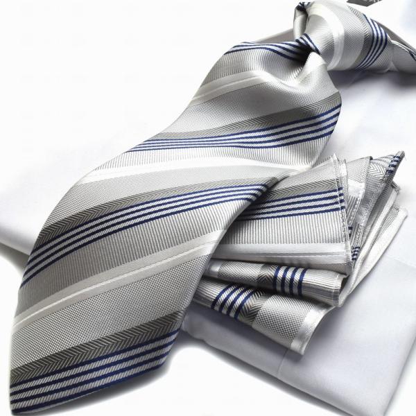 フォーマル グレー ポケットチーフ＆ネクタイSET 礼装 結婚式  シルク ブランド 高品質シルク1...