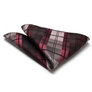 プレゼントM-PO-22/MICHIKO LONDON ミチコロンドン /ジャガードポケットチーフ/チェック/エンジ/日本製