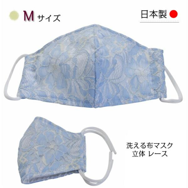 布マスク コットン 立体 洗える 日本製 風邪 花粉対策 ホワイト 白 水色  先端スペースあり 呼...