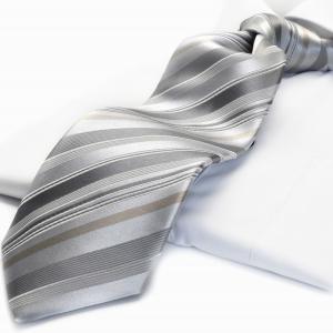 MICHIKO LONDON 礼装ネクタイ 日本製 ストライプ グレー