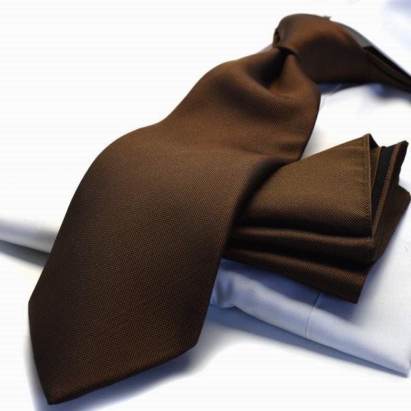 ネクタイ ブラウンポケットチーフ無地  MICHIKO LONDON ミチコロンドン  MUK-CP...